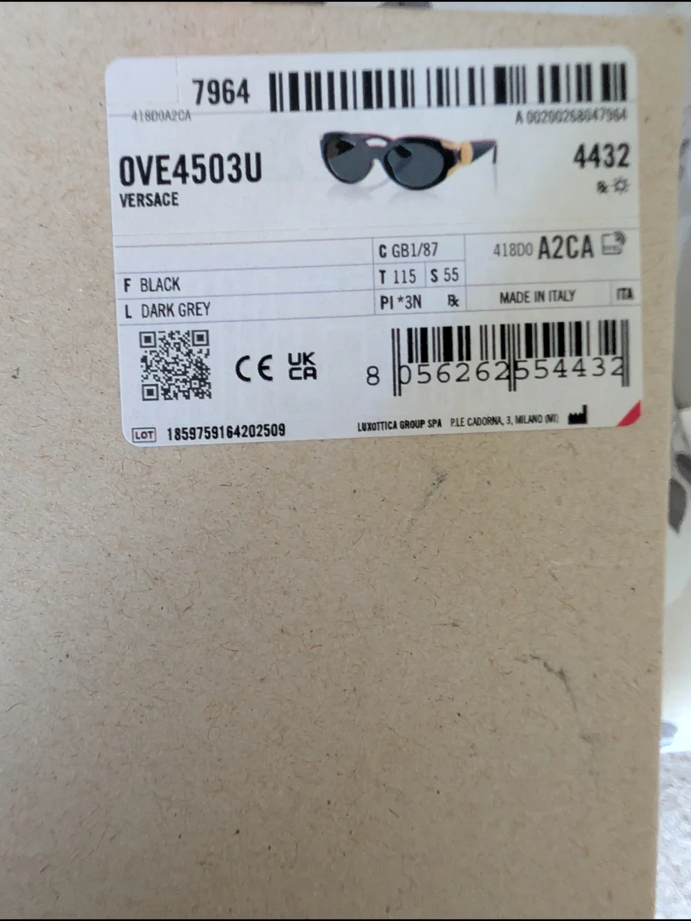 NIB Versace Black Medusa Oval VE4503U Gold Details